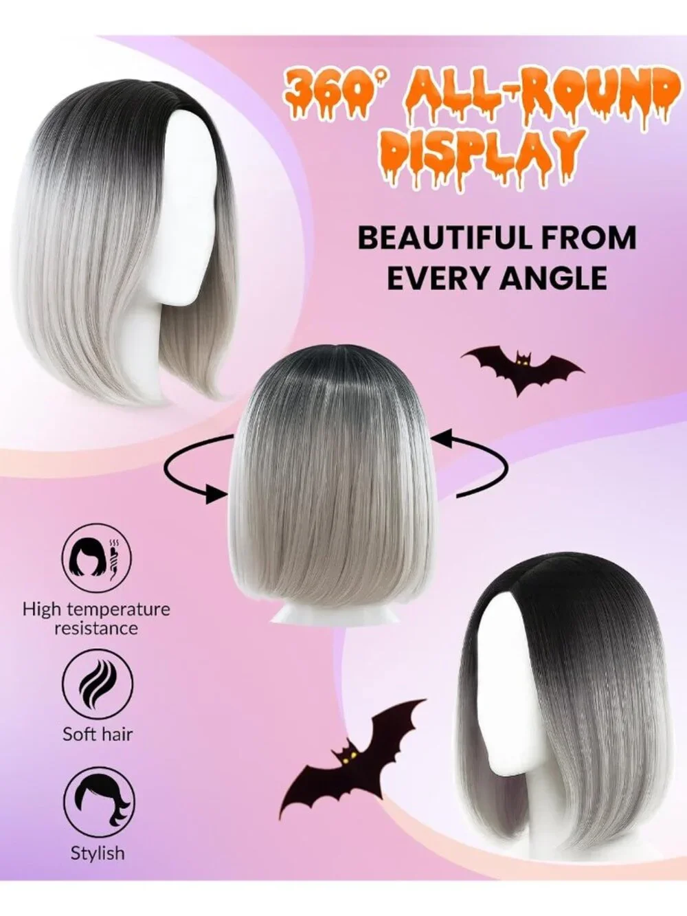 Women's C Grey Cosplay Convenient Set Include Adjustable Wig Cap Headpiece